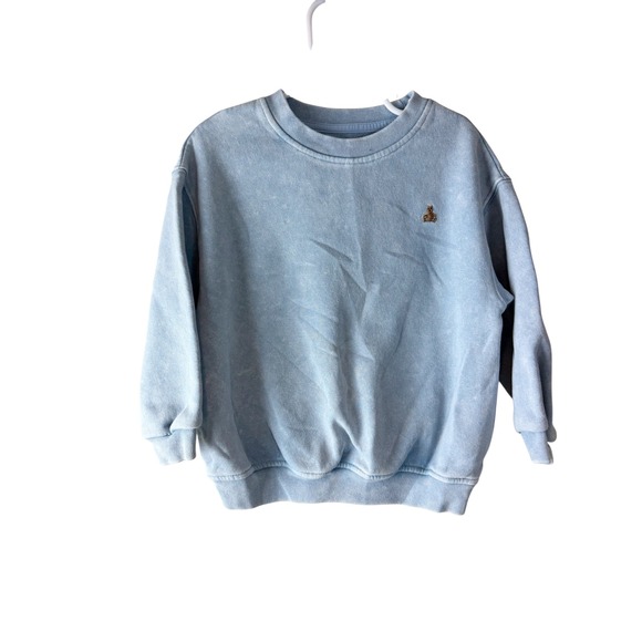 Baby Gap Other - Baby Gap Kids Light Blue Acid Wash Brannan Bear Fleece Sweatshirt Pullover 4T